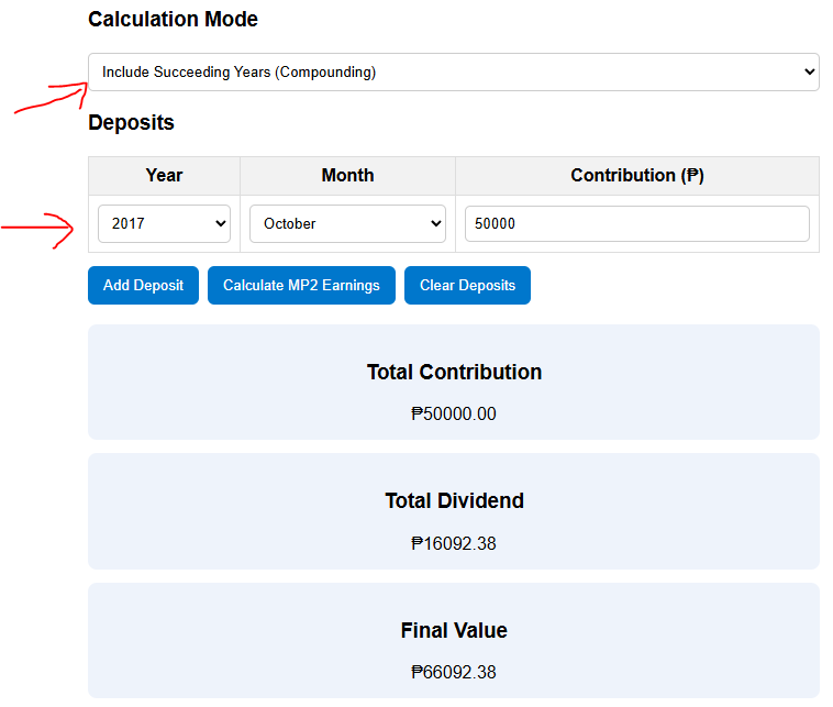 MP2 calculator computation example - personal account part 2