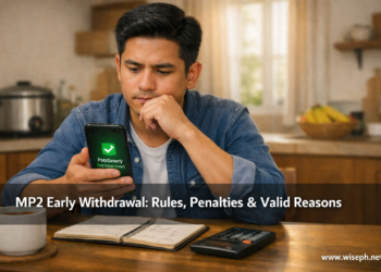 Filipino reviewing Pag-IBIG MP2 early withdrawal rules and penalties before making a decision