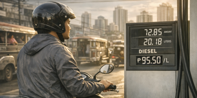 Filipino motorist at a gas station during the 2026 oil price hike in the Philippines