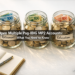 Three labeled savings jars representing multiple Pag-IBIG MP2 accounts for retirement, home, and education goals