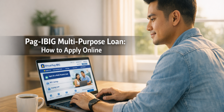 Filipino freelancer applying for Pag-IBIG Multi-Purpose Loan online via Virtual Pag-IBIG on laptop