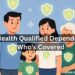 Illustration of a Filipino family with PhilHealth coverage shields representing qualified PhilHealth dependents