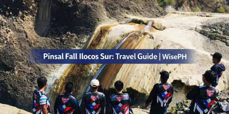 Group of riders from top view deck of Pinsal Fall Ilocos Sur