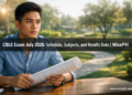 A young Filipino professional holds a technical drawing at a desk, with a blurred landscape design visible in the background, representing the Landscape Architects CBLE board exam.