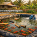 A backyard trapal pond in the Philippines stocked with Australian Red Claw crayfish, showing PVC pipe shelters and a paddlewheel aerator as part of a small-scale crayfish farming setup.
