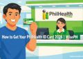 A Filipino man receives his PhilHealth ID card at an SM mall Express counter, illustrating the step-by-step process for getting a PhilHealth ID card in 2026.