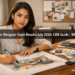 A young Filipino interior designer works at a drafting table surrounded by floor plans, color swatches, and design tools, representing the Interior Designers Licensure Examination (LIDE) July 2026.