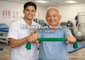 A Filipino physical therapist assists an elderly patient with arm rehabilitation exercises inside a modern clinic, representing the June 2026 Physical Therapist Licensure Examination results.