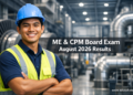A Filipino mechanical engineer in a hard hat standing inside an industrial power plant, representing the August 2026 ME and CPM board exam results.