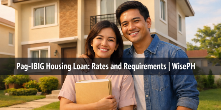 Filipino couple in front of a new townhouse after Pag-IBIG housing loan approval in 2026