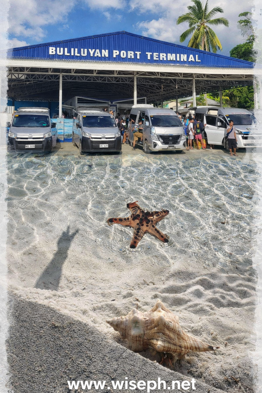 van terminal to Balabac Palawan and starfish hermit crab Onok Island arrival
