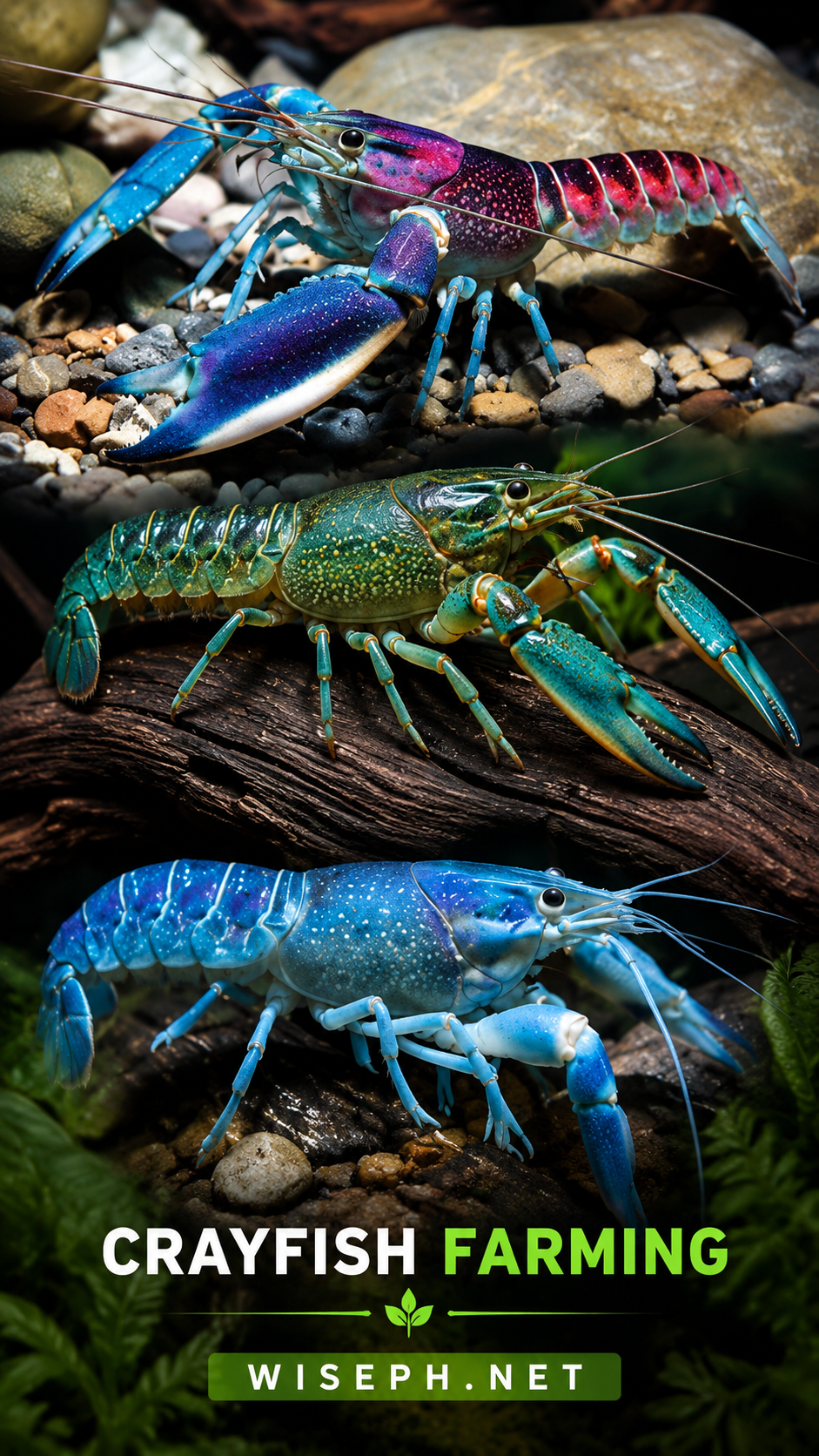 Australian Red Claw crayfish in a backyard pond setup in the Philippines
