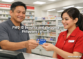 A Filipino man presents his PWD ID card to a cashier at a Mercury Drug pharmacy in the Philippines to claim the 20% discount and VAT exemption under RA 10754.