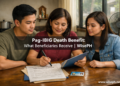 Filipino family reviews Pag-IBIG documents at a kitchen table in preparation for a member death benefit claim.
