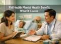 A Filipino mother consults a doctor in a clinic, representing how families can use the PhilHealth mental health benefit to access psychiatric and therapy services.