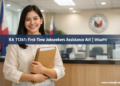 A young Filipino fresh graduate confidently holding documents at a government counter, representing the benefits of Republic Act 11261 for first-time jobseekers.