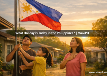A Filipino family raises the Philippine flag in front of their home