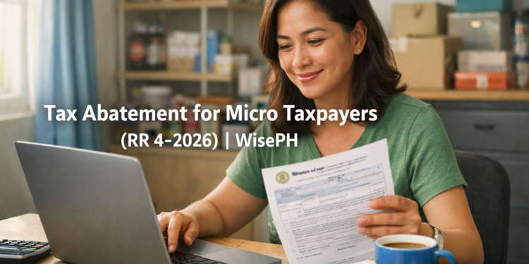 A Filipino small business owner reviews BIR tax documents at her home desk while considering the new micro taxpayer abatement program.