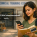 A Filipino student checks her phone to verify a training center's TESDA registration before enrolling.