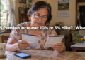 An elderly Filipino pensioner compares two monthly bank credits to check if her SSS pension increase was applied correctly.