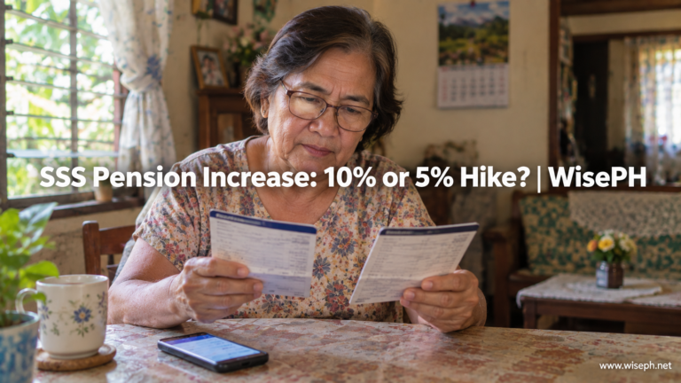 An elderly Filipino pensioner compares two monthly bank credits to check if her SSS pension increase was applied correctly.