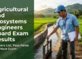 A young Filipino agricultural and biosystems engineer checking an irrigation gate beside rice fields, with the title Agricultural and Biosystems Engineers Board Exam Results.