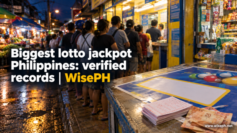 People queuing at a lotto outlet under a jackpot counter