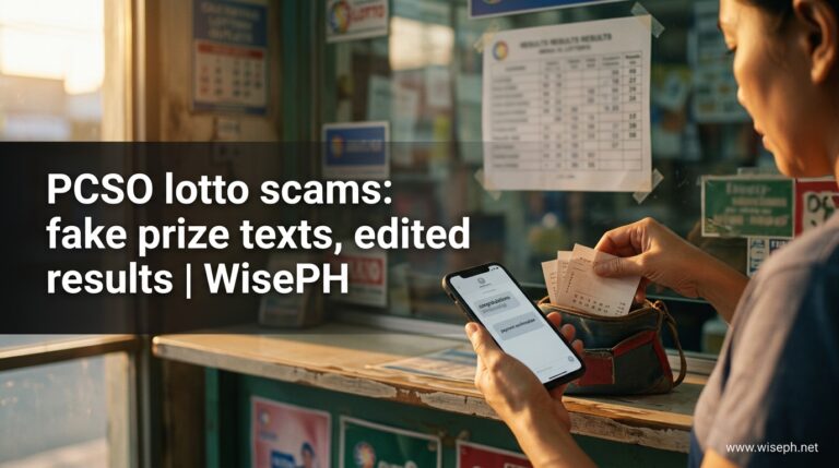 A fake prize text message on a phone